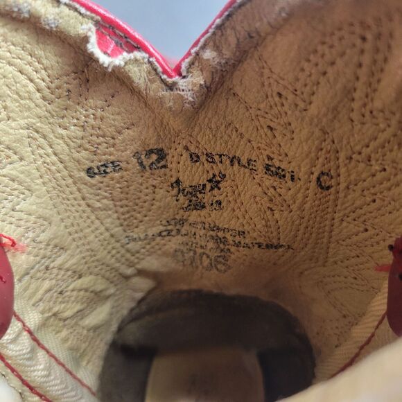 Tony Lamas Kids Durango Red & Brown Leather Cowboy Boots Size 12 - Picture 3 of 12